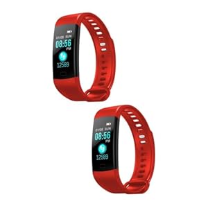 Happyyami 2pcs Fitness Tracker Activity Tracker Fitness Watch Fitness Bracelet Smart Bracelet Sports Watch Color Screen Red Y5