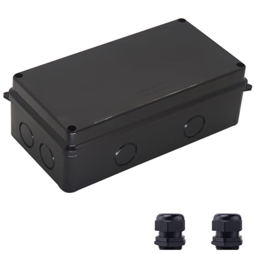 Image of Electrical Box, Outdoor Waterproof Box IP65 Junction Box with Reserved Holes,ABS Plastic Project Box Power Cord Enclosure Black 7.9 x 3.4 x 2.8 inch(200x100x70mm)
