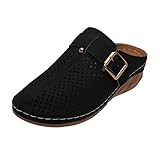 Sandalias cerradas de piel para mujer, sandalias de cuña de malla, sandalias de verano antideslizantes para mujer, sandalias cómodas, ortopédicas con hebilla, sandalias de senderismo con cuña