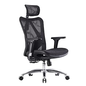 ANGEL kalistO Office Swivel Chair, Black Desk Chair, Lumbar Support, Adjustable Head and Armrest, Height Adjustment and Cradle Function, Back-Friendly, Office Chair