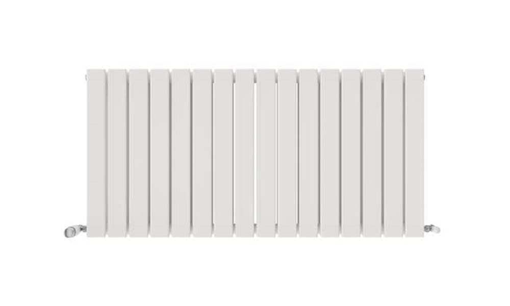 iBathUK Apex Wall Mounted Horizontal Double Slim Flat Panel Radiator, 16-Column Steel, Hydronic Central Heating, High Thermal Output, Modern Designer Radiator for Bathroom in Matt White, 600x1216 mm