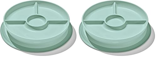 Image of OXO Tot Stick and Stay Suction Divided Plate - Opal (Pack of 2)
