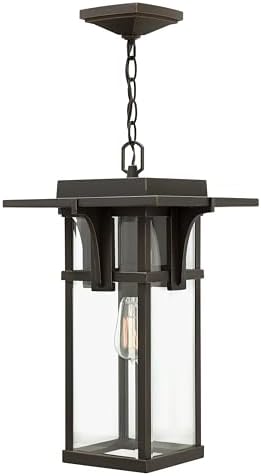 Hinkley Manhattan One Light Large Outdoor Hanging Lantern, Oil Rubbed Bronze w/Clear Glass