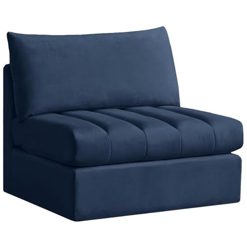 Sillón modular sin brazos de terciopelo azul marino