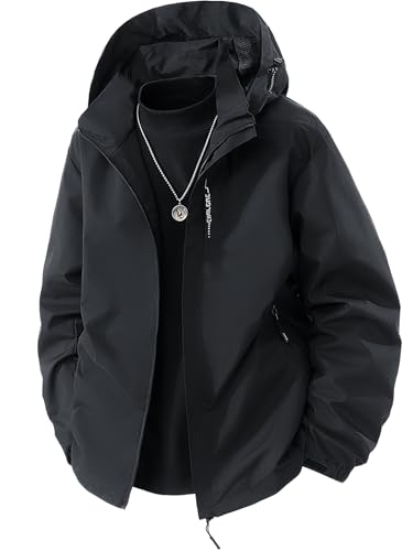 Veste coupe-vent imperméable et légère avec capuche homme
