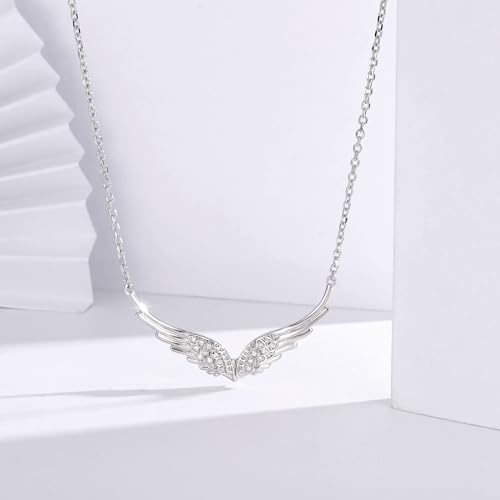 S925 Sterling Silver Guardian Angel Wings Pendant Necklace For Women-Mother's Day Birthday Jewelry Gifts For Her-Hypoallergenic Necklace For Love Ones4