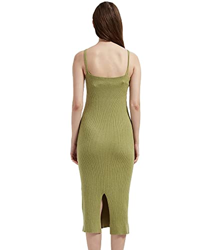 Image of Women's Sleeveless Sweater Dress Knit Slim V Neck Bodycon Midi Stretchable Elasticity Slim Fits