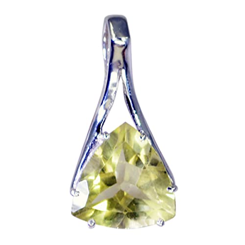 Pendentif en argent 925 et quartz citron véritable taille trillion, bijou élégant femme