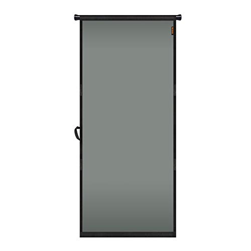 MAGZO Hanging Screen Door 34" x 82", Durable Fiberglass Screen Door with Retractable Tension Rod and Hook and Loop Fit Door Size 34'' x 82'' Sliding Patio Entry Back Balcony Screen Curtain Grey