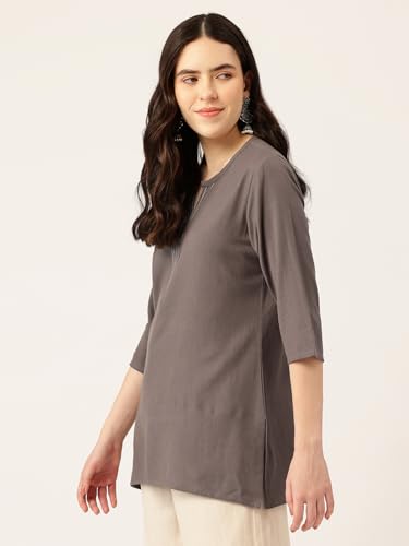 Image of Elegant Short Kurti for Women - 3 /4 Sleeves | Round Neck | (S to XXL)