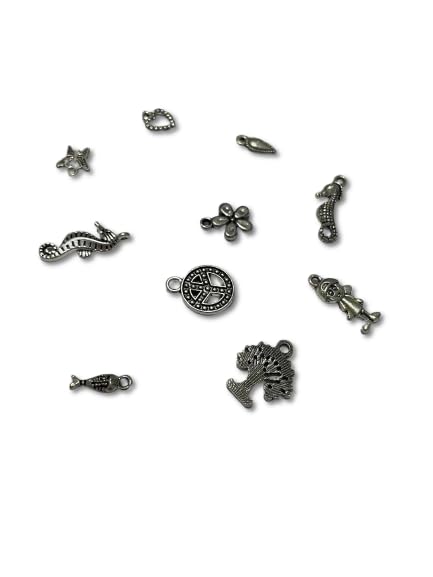 Jewelry Making Silver Charms Mixed Smooth Tibetan Silver Metal Charms Pendants DIY for Necklace Bracelet Jewelry Making and Crafting, 10 Pieces