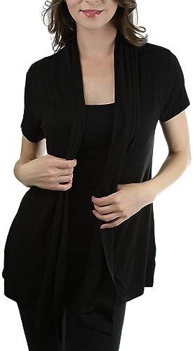 Image of ToBeInStyle Womens Open Front Casual Shrug Lightweight Layering Cardigan Sleeveless or Short Sleeve