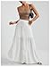 RoseSeek Women's Flowy Flared Ruffle Hem A Line Maxi Skirts Elastic Waist Elegant Tiered Layer Boho Long Skirts White Plain S