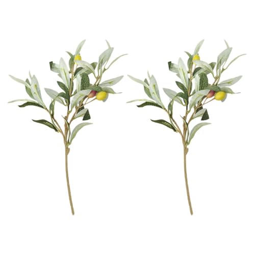 PRETYZOOM 2pcs Artificial Olive Branches 36cm Long Stems with Faux Olive Fruits Simulation Greenery Vase Fillers for Home Decoration Table Centerpieces Floral Arrangements