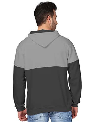 Image of BULLMER Mens Regular Fit Brushed Fleece Printed Hooded Sweatshirts - Grey