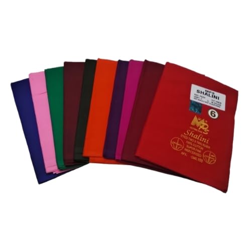 Shalini 2x2 Rubia 100% Cotton Unstitched Blouse Fabric Pack of 10 Piece 1 Mts (Multi-Colour)-picture-45
