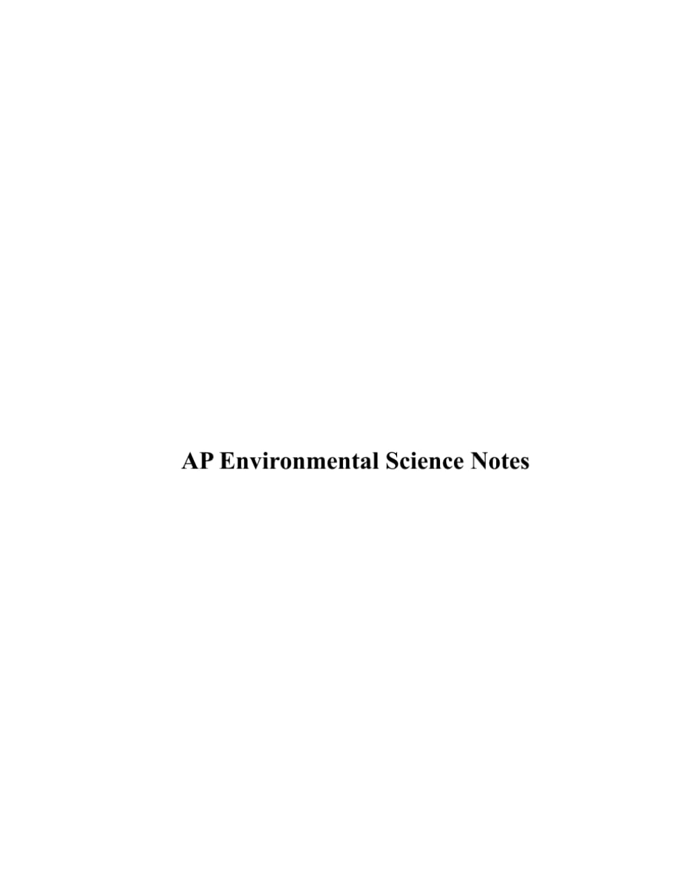 AP Environmental Science Notes