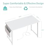 Lufeiya 39 inch White Computer Desk with Power Outlet, 40 inch Teen Study Table Home Office Work Writing Desks with Charging Station Outlets Built in, White - Image 3