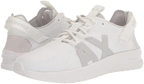 A|X Armani Exchange Men's Nylon Pull On Fashion Sneakers, Optical White, 11 | Image 6