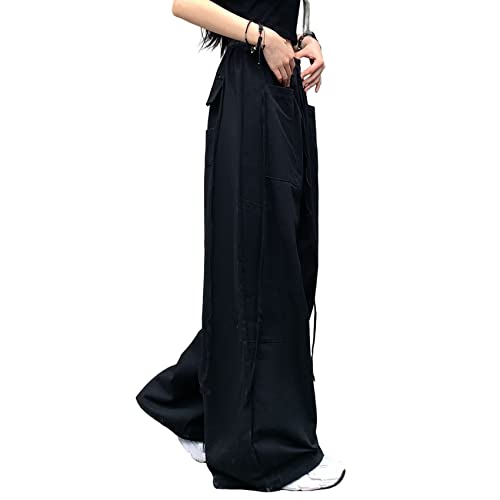 Hewlshawn Women's Pants Baggy Gothic Wide Leg Cargo Casual Trousers Y2K Harajuku Streetwear Loose Punk (Black,Xxl) #TOP4