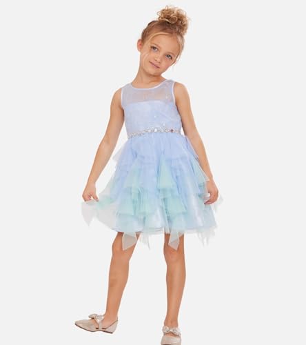 Bonnie Jean Girls 3M-16 Sequins Bodice Fairy Hem Mesh Dress3