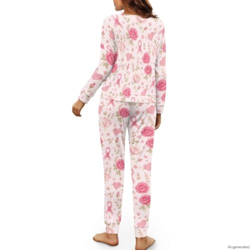 Image of Womens Pajama Sets 2 Piece Pjs Lounge Sets Long Sleeve Sleepwear Crew Neck Pullover Top with Long Pants