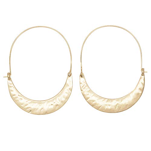 AYCJOY Jewelry Unique Gold Tone Pierced Hammered Crescent Hoop Drop Dangle Earrings For Girls Women