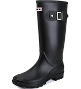 Lvptsh rubberlaarzen voor dames en heren, opvouwbaar, hoog, regenlaarzen, klappertjes, lange schacht, waterdicht, tuinlaarzen, regenschoenen, tuinschoenen, Wellington-laarzen, groen, 34/35 EU