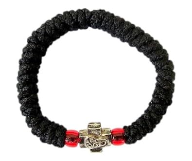 Iconsgr Handmade Christian Orthodox Greek Chotki, Komboskoini,prayer Rope Black Flexible / 23