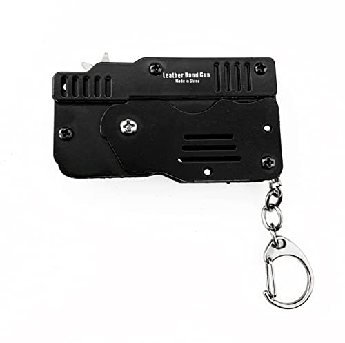 2 Packs Rubber Band Gun Toy Mini Metal Folding Rubber Gun Rubber Launcher Toy Gunand With Keychain And Rubber Band 100+ #TOP3