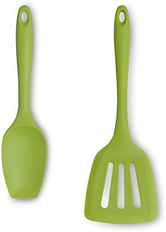 Zeal JSET12G Non-Stick Silicone Large Spatula Spoon & Turner 2-Piece Set-Sage Green