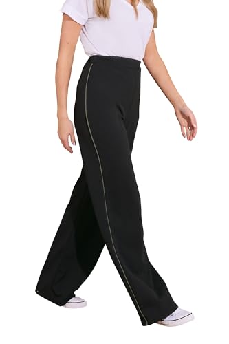 Long Tall Sally LTS Tall Womens Side Pipe Detail Wide Leg Pants Black
