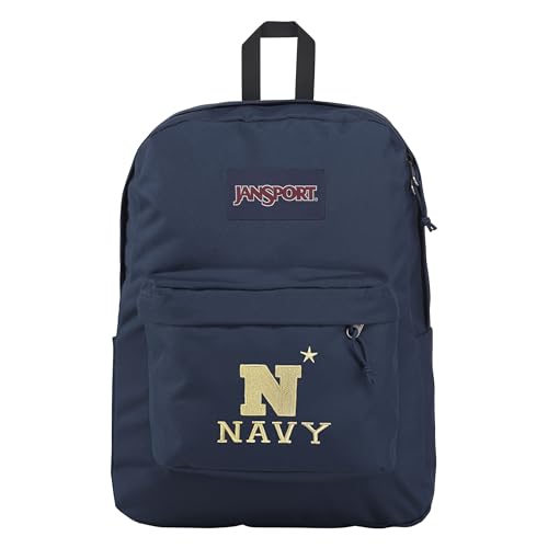 Image of JanSport NCAA Officially Licensed Backpack, Navy Midshipmen, Superbreak Plus with Padded 15'' Laptop Sleeve, Spacious Computer Bag for Men & Women, Durable Daypack with Bottle Pocket, Navy