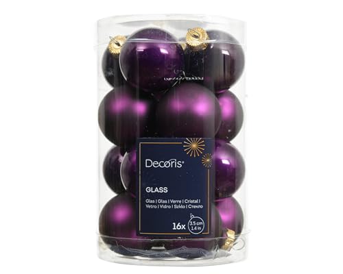 16er Set Glas-Christbaumkugeln Lila Matt & Glänzend, 3,5 cm dekorativ...