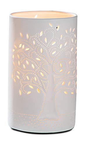 GILDE Lampe Tischlampe Dekolampe Lebensbaum - aus Porzellan mit Lochmuster...