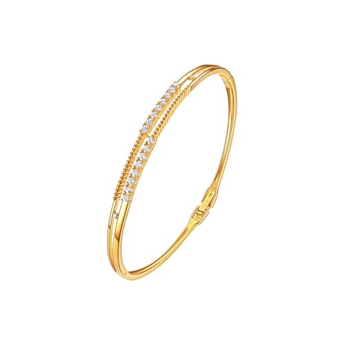 E Gold Bracelets for Women, 14K Gold Plated Bangles Bracelets wit...