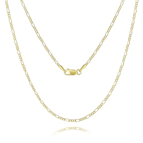 14K Gold Necklace for Women Figaro Gold Chain for Men Dainty Necklace for Women Sleek and Subtle Design Necklaces for Womens Trendy 16-24 Inches