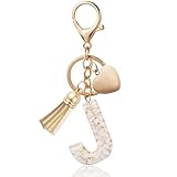 ANHBKAR Alphabet Initial Letter Keychain, Butterfly Keychain Cute Resin, Initial Keychain to Backpack Charms, Key chain Gift for Women, Girls (J, WHITE)