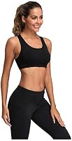 Oalka Women's Racerback Sports Bras Support Workout Running Bra Black M — image 6