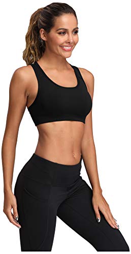 Oalka Women's Racerback Sports Fitness Support Workout Running Bras Black M #TOP5