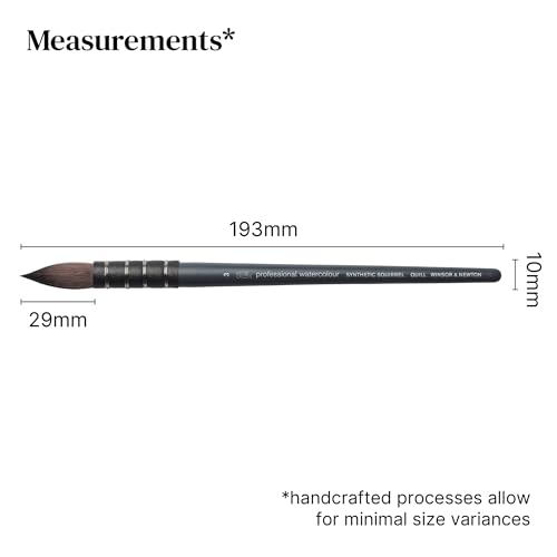 Winsor & Newton 5011503 Professional Aquarellpinsel, Malpinsel für Aquarellfarben mit synthetischen Fasern, ergonomischer Griff, langlebig & formstabil, kurzer Stiel - Eichhörnchen Nr.3