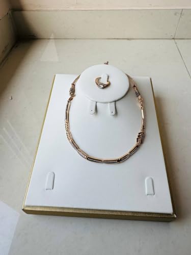Image of Velvet Jewellry Drawer Organizer Stackable Tray (White, Necklce Tray+Earring +Ring)