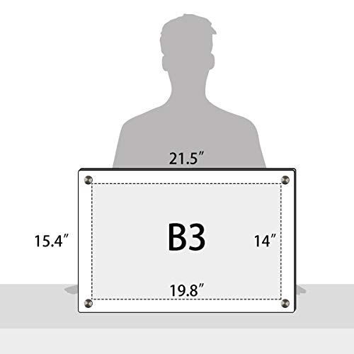 Niubee Clear Acrylic Wall Mounted Picture Frame B3 Size, 14X20 Inch Beveled Desktop Frameless Plexiglass Photo Photography Display With Included Hanging Hardware #TOP1