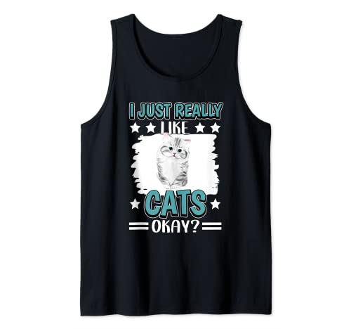 I Just Really Like Cats Okay Cat Tank Top, Black