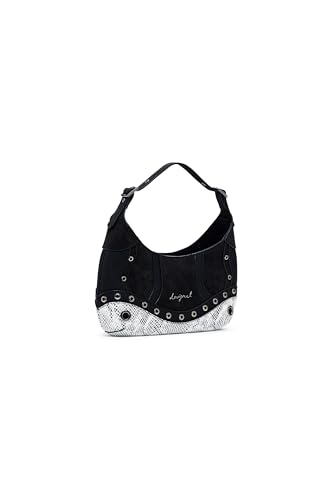 Sac à main Desigual Haiti noir au design patchwork effet serpent et triple portée