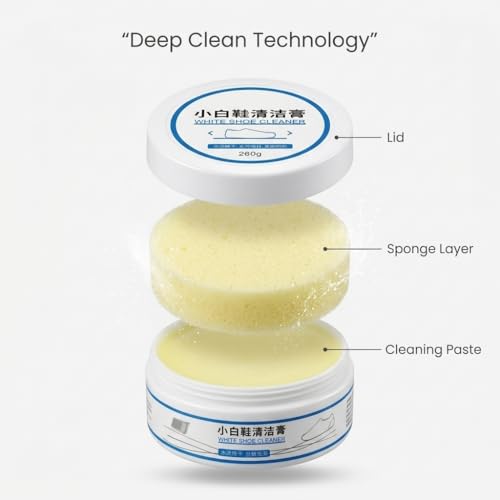 Image of White Shoe Cleaner Cream 260GM | Sneaker Cleaning & Whitening Cream for Sports Shoes, Canvas & Leather | Instant Stain Remover | Deep Cleaning Shoe Polish for White Sneakers