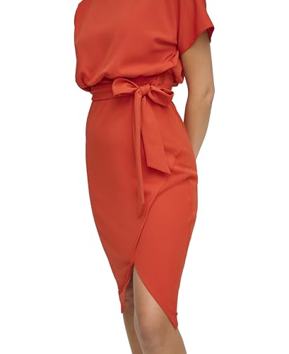 Image of Kensie Womens Short Sleeve Tie Waist Midi Dress