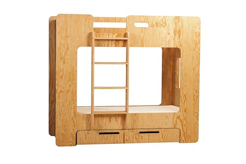 WOODYGIFT Hochbett 70x140 Doppelstockbett Holz Etagenbett Kleinkinder Stockbett für Kinderzimmer mit Rausfallschutz