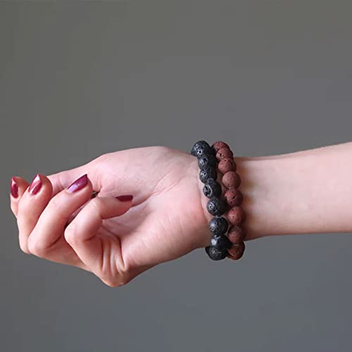 Rankeef Tiger Eye Bracelet For Men 8Mm Natural Stone Beads Bracelet Set Stretch Lava Rock Bracelets Adjustable Black Crystal Beaded Bracelet For Men Women Gifts #TOP5