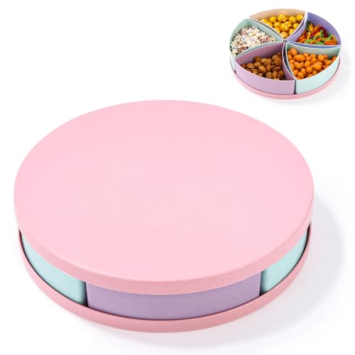 Caja de aperitivos con 5 compartimentos, bandeja de aperitivos con tapa, tazón de aperitivos para contenedores de almacenamiento de especias dulces galletas vegetarianas postre de nueces,caramelo